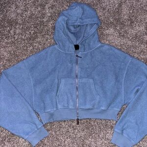 PacSun Light Blue Zip-Up Cropped Hoodie